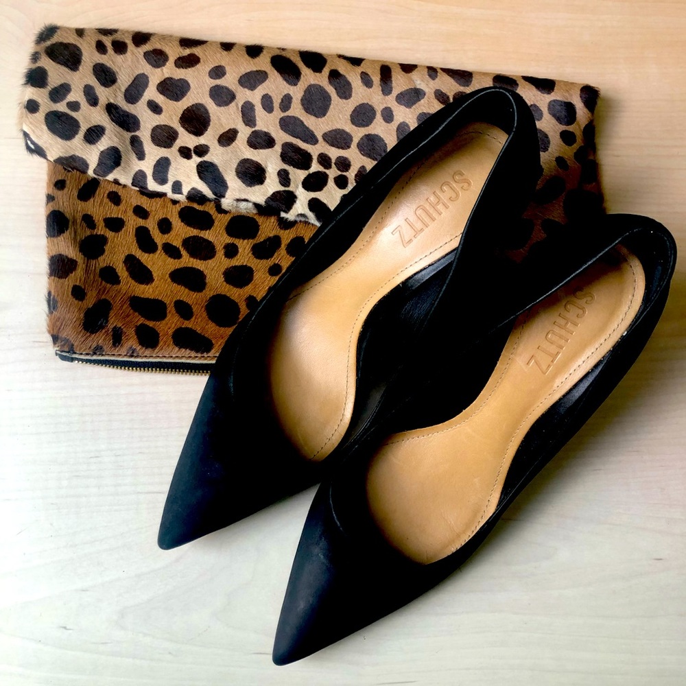 Schutz Black Suede-like Pointy Shoe Pumps Size 7